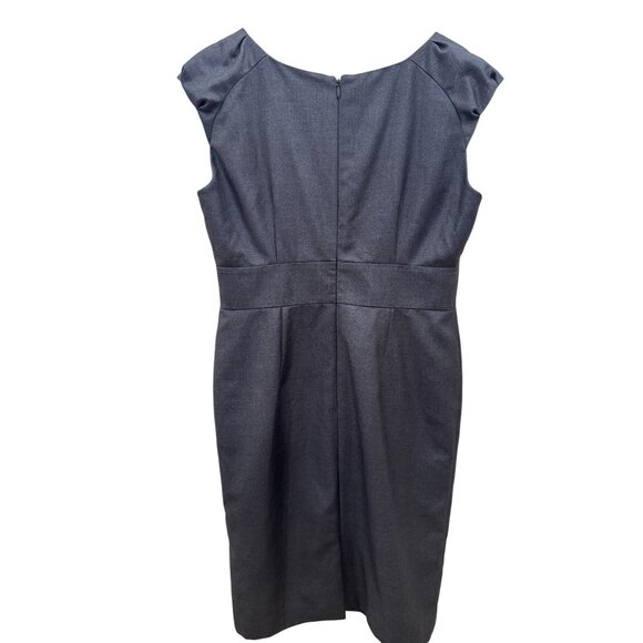 Banana Republic Gray Cap Sleeve Dress, Ruffle Front, Zip Back Size 6 - Picture 2 of 5